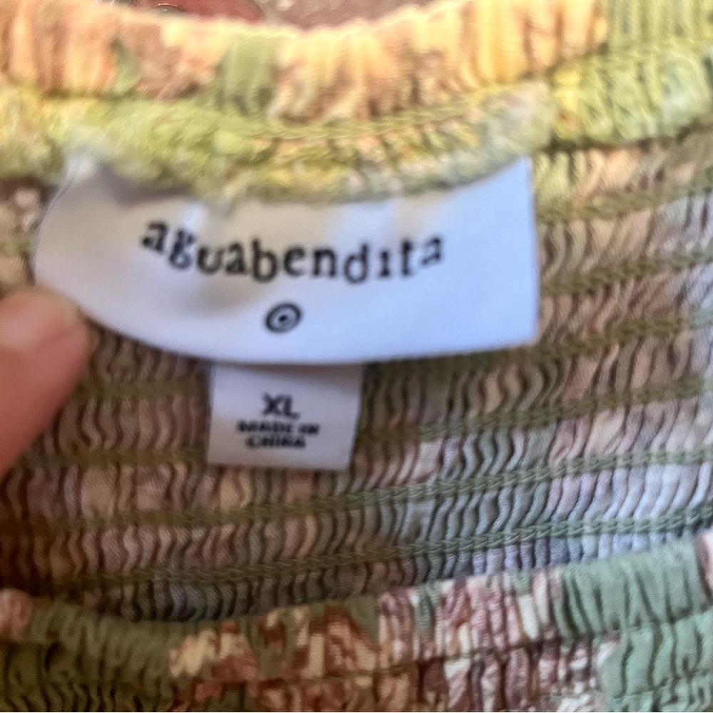 Agua Bendita Green and Yellow Textured Dress